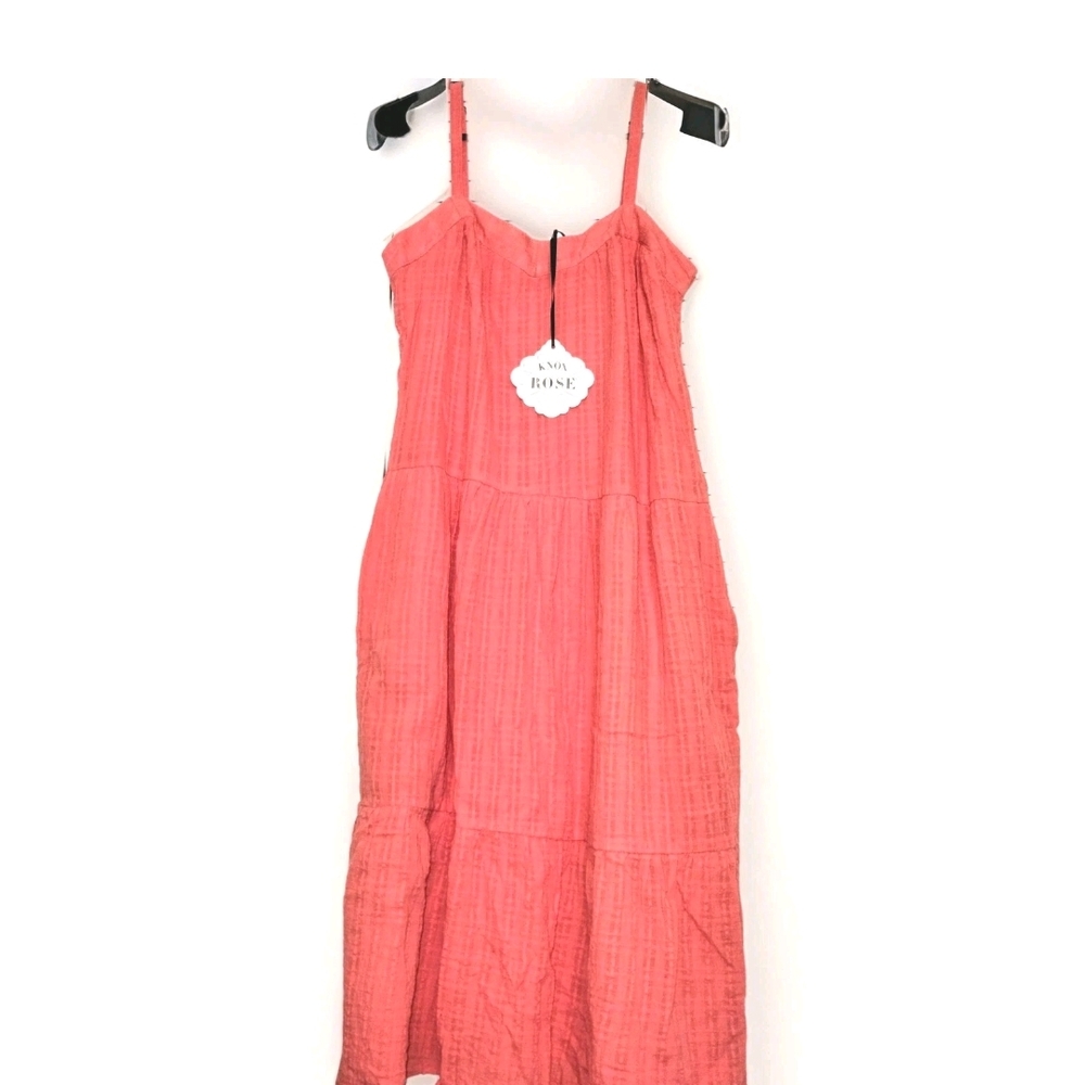 NWT Knox Rose Coral Gauze Cotton Midi Dress Adjustable Straps Small Boho Beach